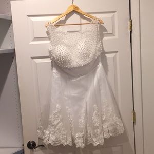 white prom dress with beautiful lacing & beading